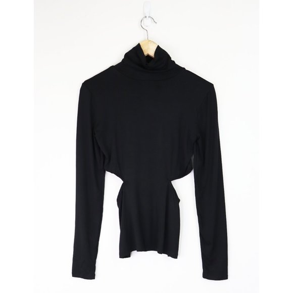 NWT Lovers + Friends Isana Turtleneck Cut Out Long Sleeve Top Black Small - Picture 7 of 9
